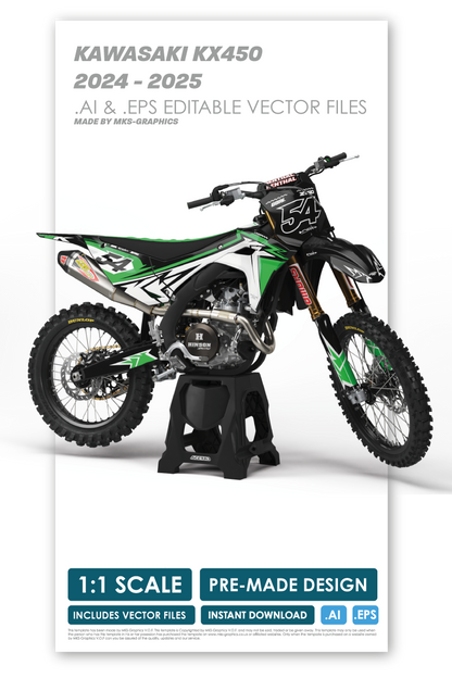 KAWASAKI - GREEN - PRE-MADE DESIGN (KAWASAKI KX450 2024 - 2025)