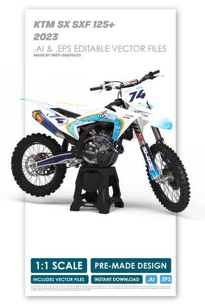 KTM - CREAM LIGHT BLUE - PRE-MADE DESIGN (KTM - SX - SXF 2023)