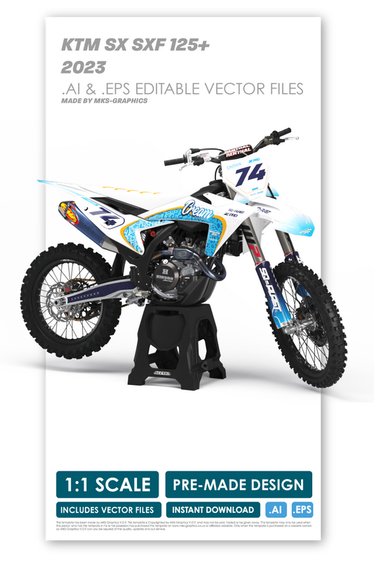 KTM - CREAM LIGHT BLUE - PRE-MADE DESIGN (KTM - SX - SXF 2023)