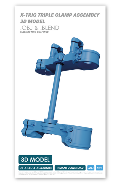 X-TRIG TRIPLE CLAMP ASSEMBLY 3D MODEL (.OBJ AND .BLEND)