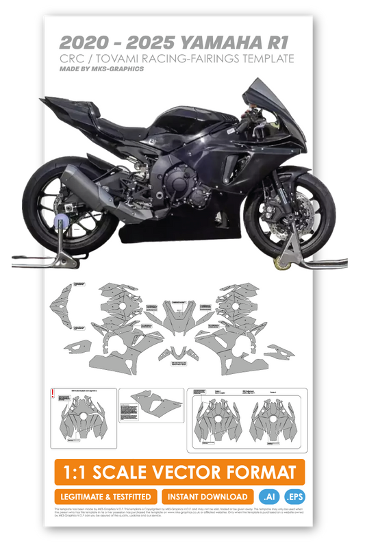 2020 TO 2025 YAMAHA R1 CRC / TOVAMI RACING-FAIRINGS TEMPLATE