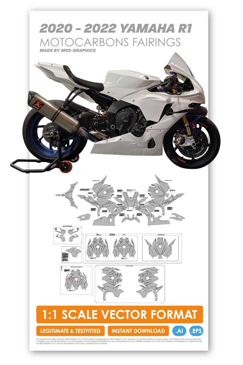 YAMAHA R1 2020, 2021, 2022 MOTOCARBONS RACING FAIRINGS WITH GYTR WINGS AND MOTOCARBONS TANKCOVER TEMPLATE (FAIRINGS, NOT THE TEMPLATE, ALSO FITS 2023, 2024 AND 2025!)