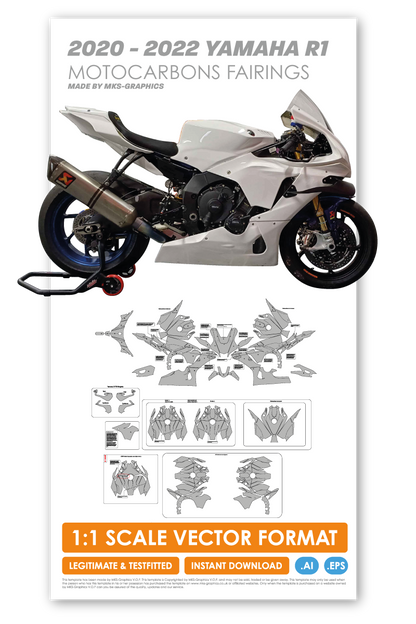 YAMAHA R1 2020, 2021, 2022 MOTOCARBONS RACING FAIRINGS WITH GYTR WINGS AND MOTOCARBONS TANKCOVER TEMPLATE (FAIRINGS, NOT THE TEMPLATE, ALSO FITS 2023, 2024 AND 2025!)