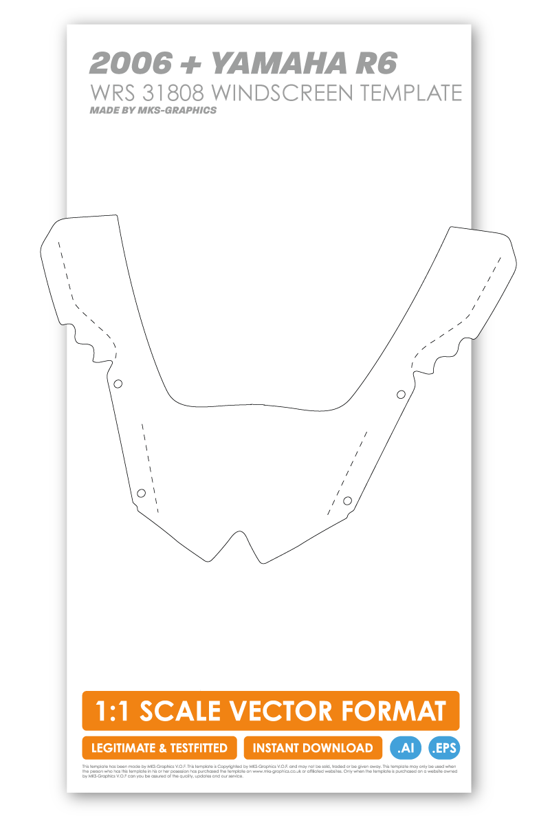 YAMAHA R6 2006+ WRS 31808 WINDSCREEN TEMPLATE