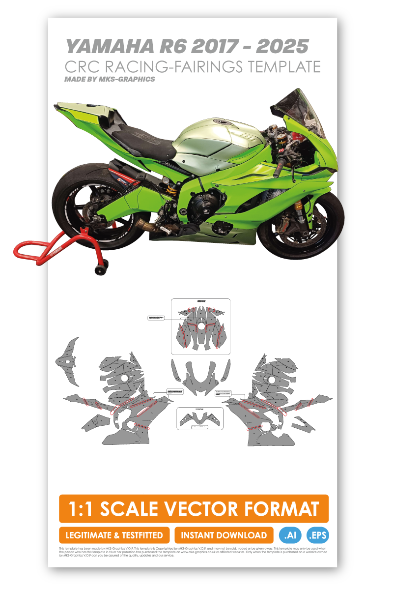 YAMAHA R6 RJ27 2017 TO 2025 CRC RACING-FAIRINGS TEMPLATE – MKS-Graphics