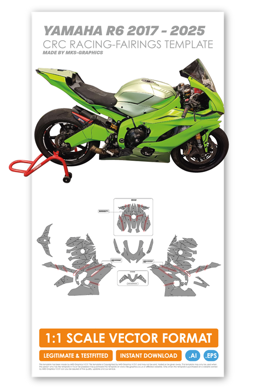 YAMAHA R6 RJ27 2017 TO 2025 CRC RACING-FAIRINGS TEMPLATE