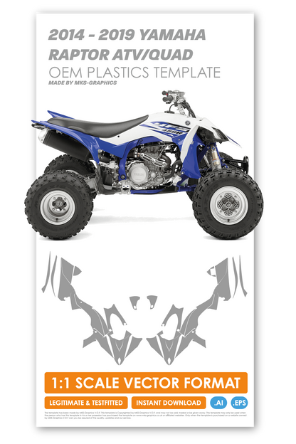 YAMAHA RAPTOR 450 ATV / QUAD 2014, 2015, 2016, 2017, 2018 & 2019 TEMPLATE