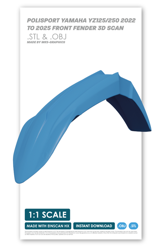 YAMAHA YZ125/250 2022 TO 2025 FRONT FENDER 3D SCAN (.OBJ & .STL)