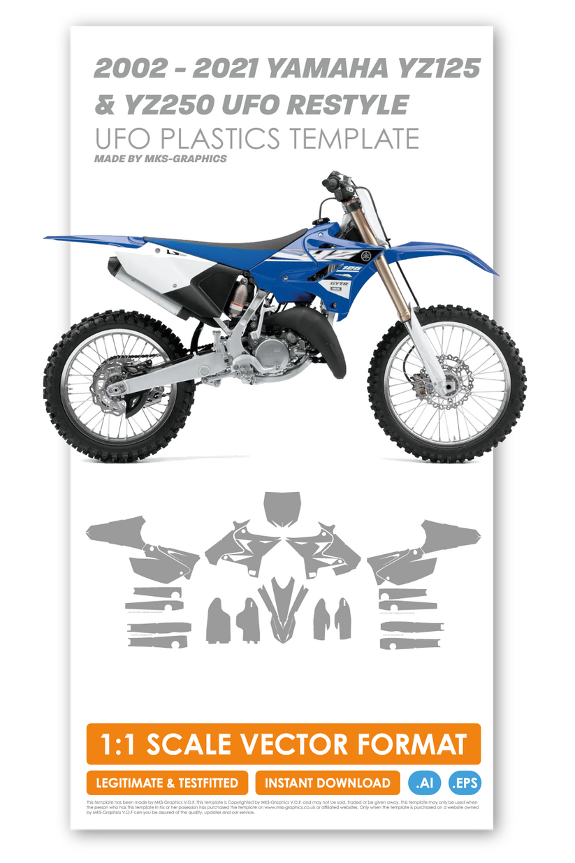 YAMAHA YZ125 YZ250 2002 2021 UFO RESTYLE / RESTYLED TEMPLATE MKS