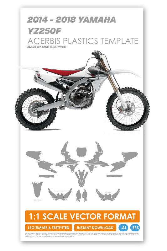 YAMAHA YZF250 2014, 2015, 2016, 2017 & 2018 Template