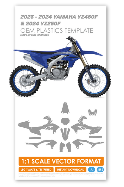 YAMAHA YZ450F 2023 - 2024 & YZ250F 2024 TEMPLATE (OEM PLASTICS)