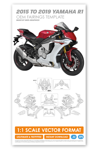 YAMAHA R1 2015 - 2016 - 2017 - 2018 - 2019 STREETFAIRINGS OEM TEMPLATE
