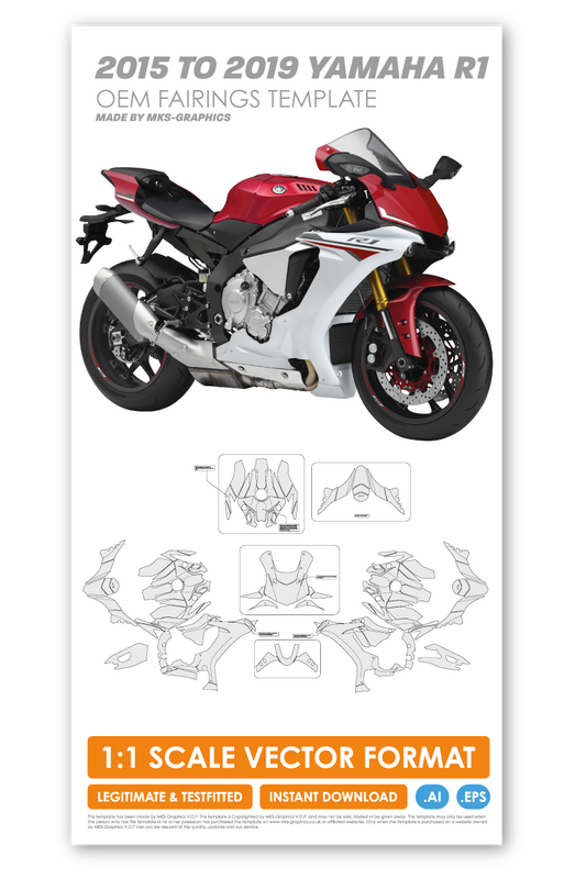 YAMAHA R1 2015 - 2016 - 2017 - 2018 - 2019 STREETFAIRINGS OEM TEMPLATE