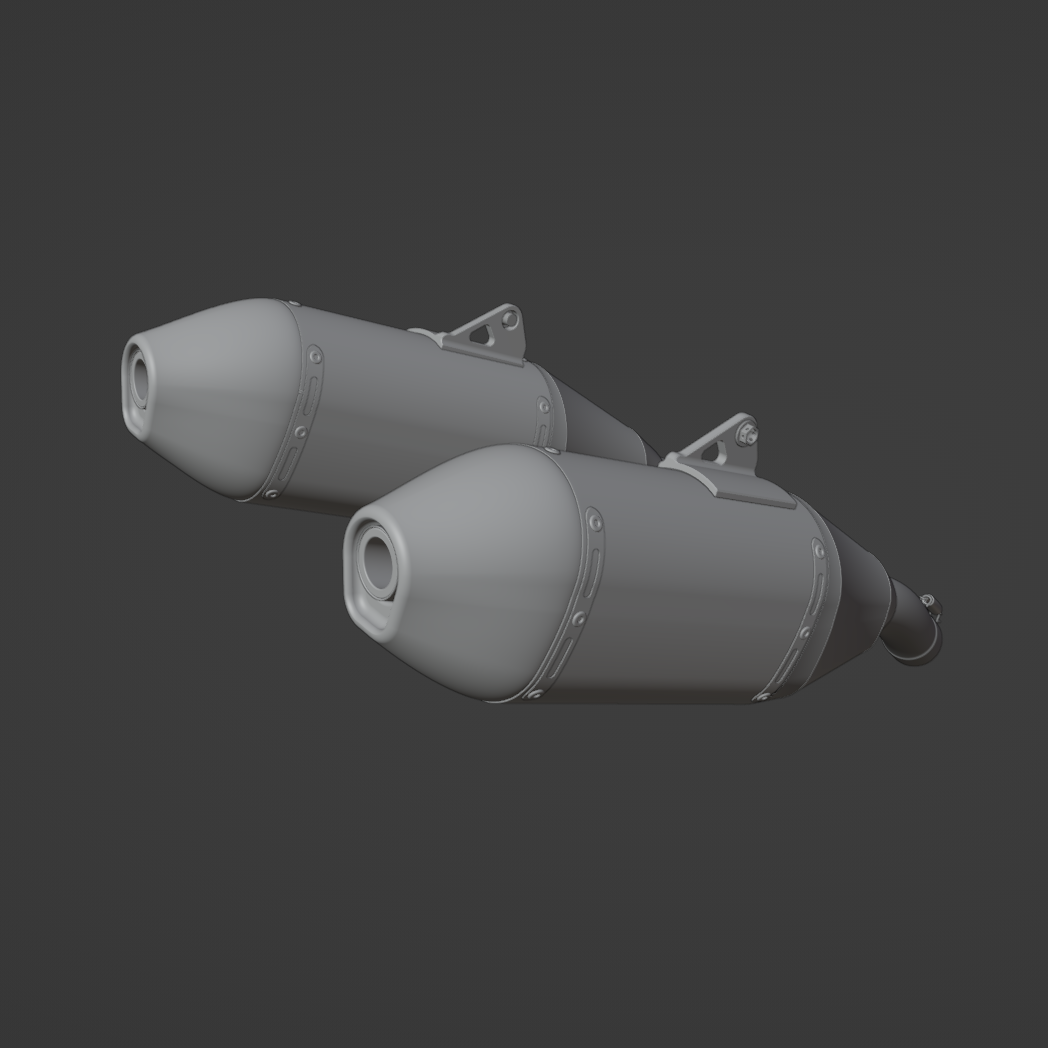 YOSHIMURA TWIN EXHAUST 3D MODEL (.OBJ AND .BLEND)