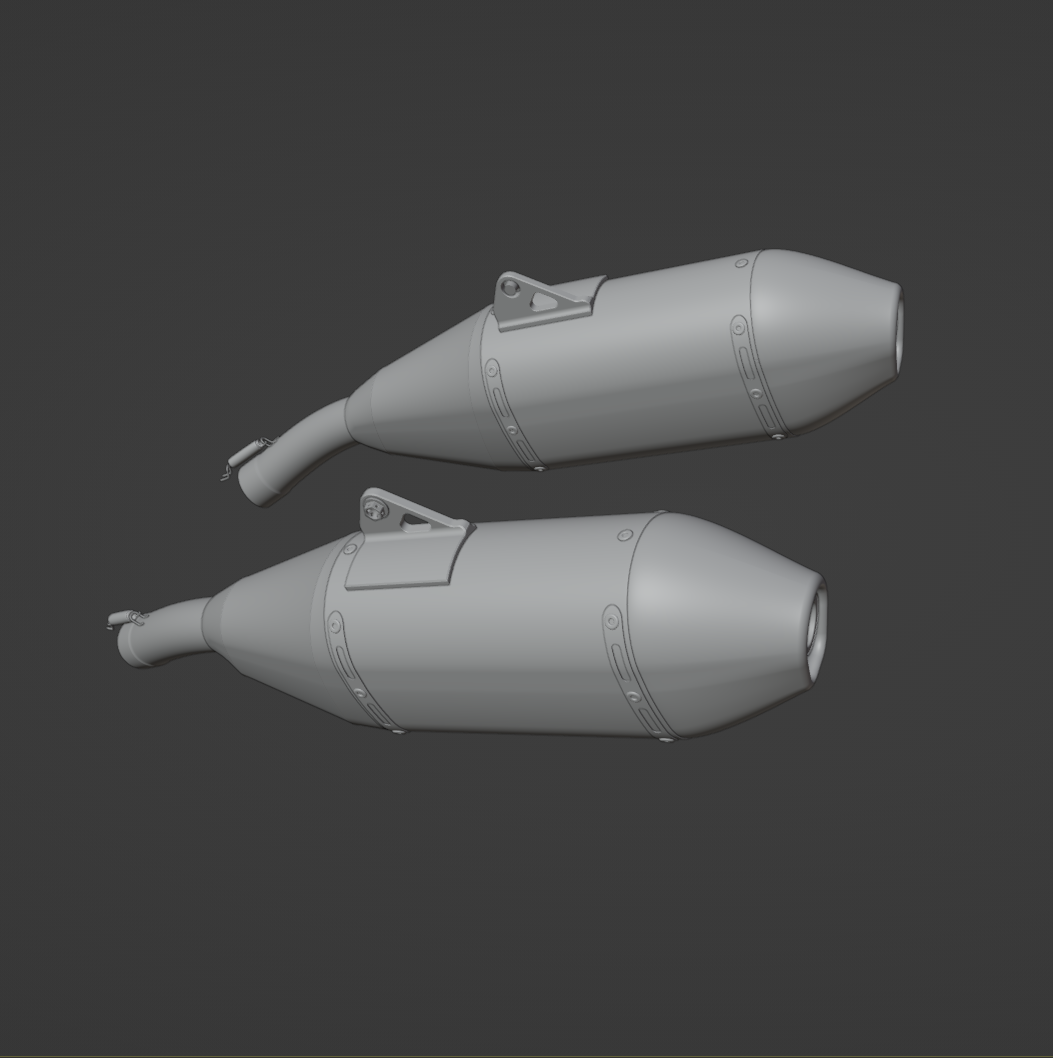 YOSHIMURA TWIN EXHAUST 3D MODEL (.OBJ AND .BLEND)