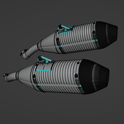 YOSHIMURA TWIN EXHAUST 3D MODEL (.OBJ AND .BLEND)