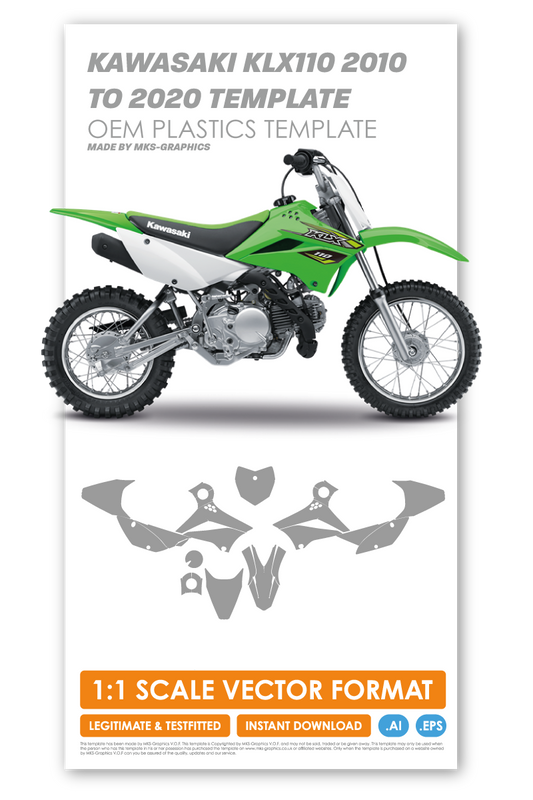 KAWASAKI KLX110 2010 TO 2020 TEMPLATE