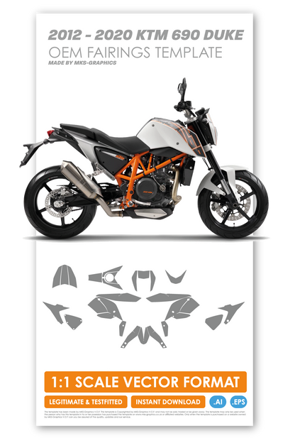 KTM 690 DUKE 2012 - 2013 - 2014 - 2015 - 2016 - 2017 - 2018 - 2019 - 2020 TEMPLATE