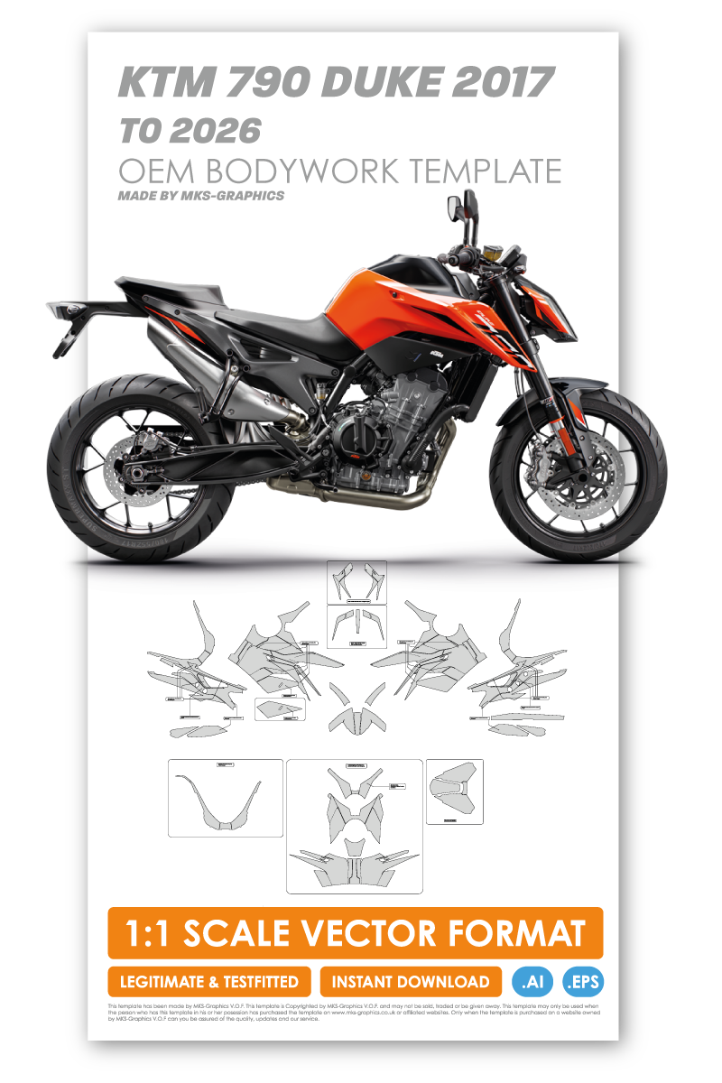 KTM 790 & 890 DUKE 2017 - 2026 TEMPLATE OEM BODYWORK