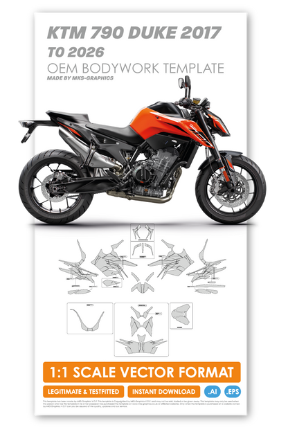 KTM 790 & 890 DUKE 2017 - 2026 TEMPLATE OEM BODYWORK