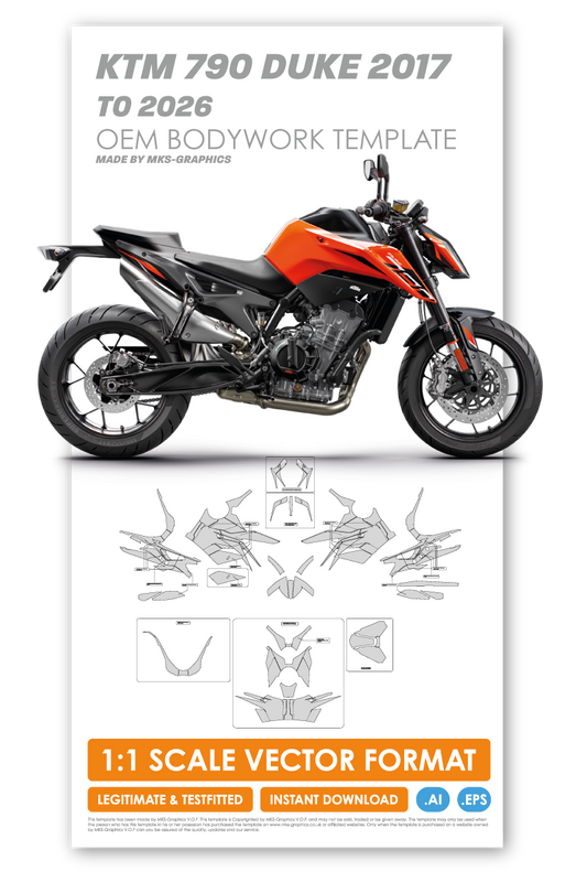 KTM 790 & 890 DUKE 2017 - 2026 TEMPLATE OEM BODYWORK