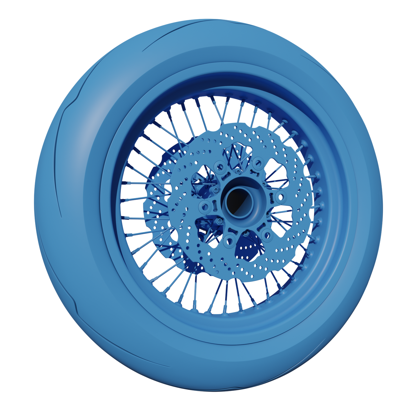 SUPERMOTO FRONT WHEEL ASSEMBLY 3D MODEL (.OBJ AND .BLEND)