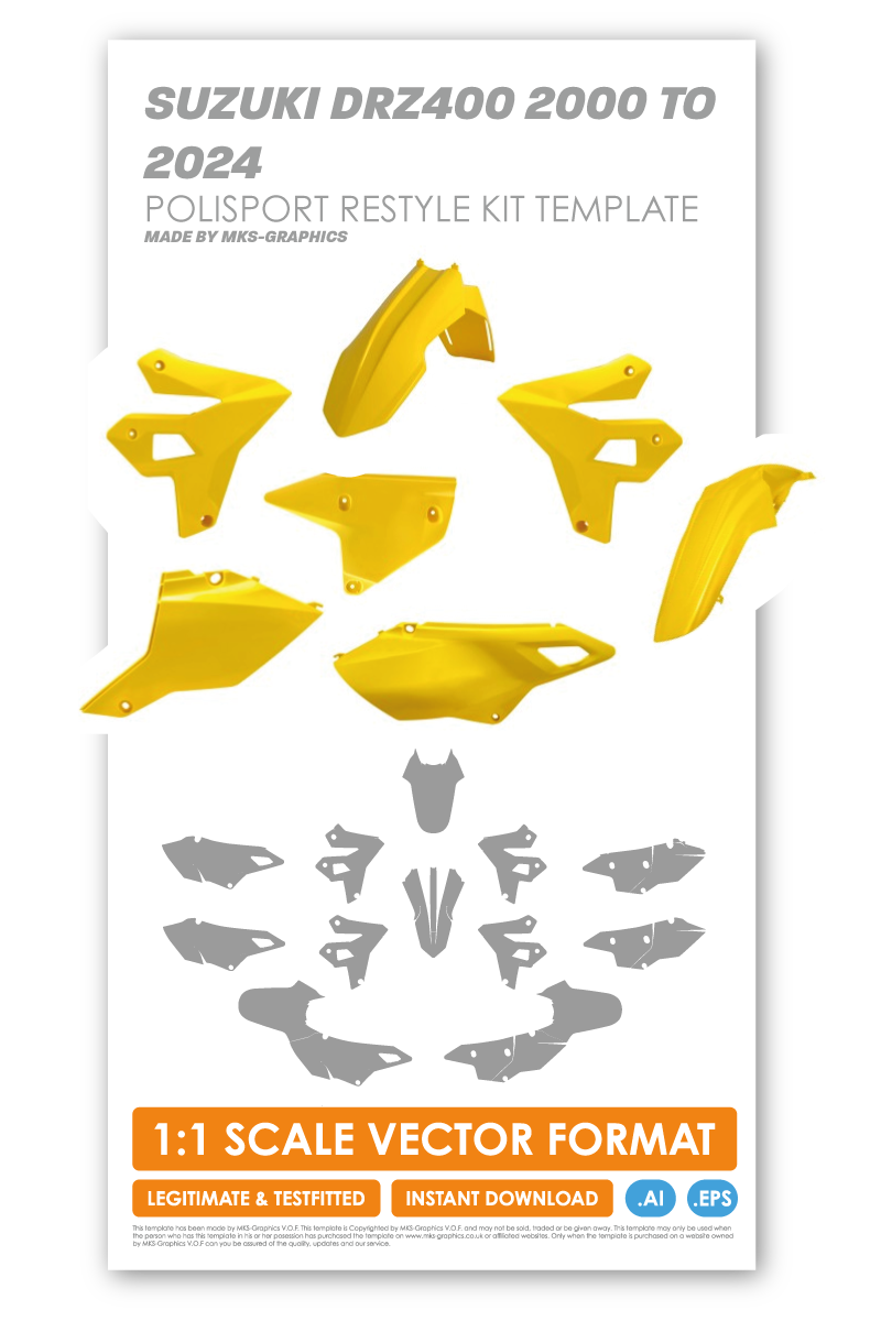 SUZUKI DRZ400 2000 TO 2024 POLISPORT RESTYLE TEMPLATE – MKS-Graphics
