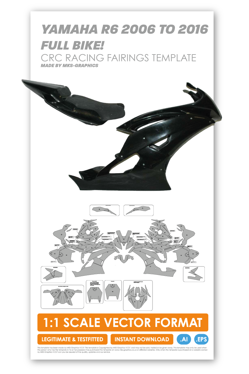 YAMAHA R6 2006 TO 2016 CRC RACING FAIRINGS TEMPLATE