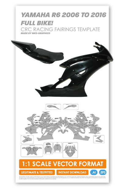 YAMAHA R6 2006 TO 2016 CRC RACING FAIRINGS TEMPLATE